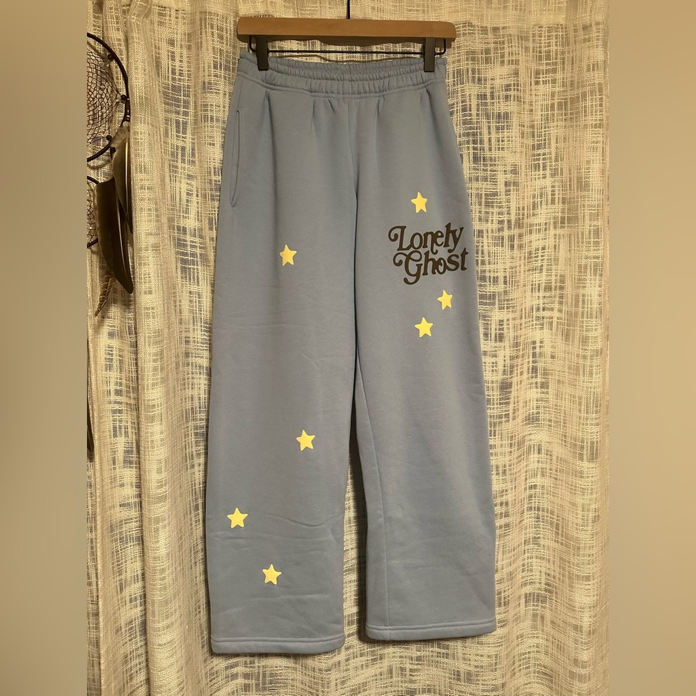 LONELY GHOST Light Blue Sweatpants with Yellow Star